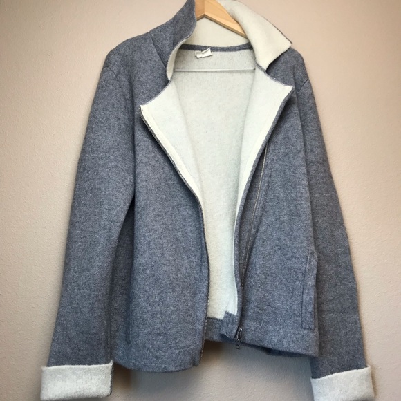 Anthropologie | Gray and White Wool Blend Jacket Sweater - Picture 1 of 7
